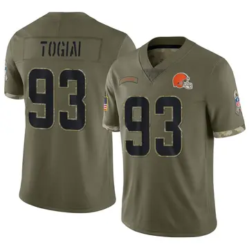 Nike Tommy Togiai Men's Limited Cleveland Browns Olive 2022 Salute To Service Jersey
