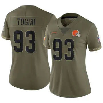 Nike Tommy Togiai Women's Limited Cleveland Browns Olive 2022 Salute To Service Jersey