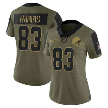 Nike Travell Harris Women's Limited Cleveland Browns Olive 2021 Salute To Service Jersey