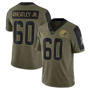 Nike Tyrone Wheatley Jr. Men's Limited Cleveland Browns Olive 2021 Salute To Service Jersey