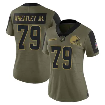 Nike Tyrone Wheatley Jr. Women's Limited Cleveland Browns Olive 2021 Salute To Service Jersey