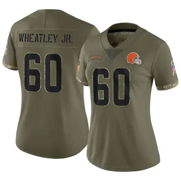 Nike Tyrone Wheatley Jr. Women's Limited Cleveland Browns Olive 2022 Salute To Service Jersey