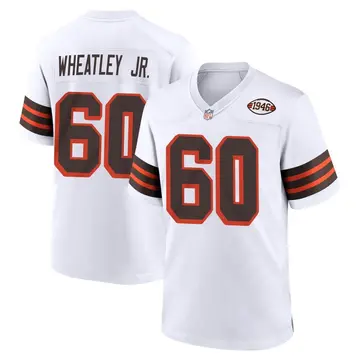 Nike Tyrone Wheatley Jr. Youth Game Cleveland Browns White 1946 Collection Alternate Jersey
