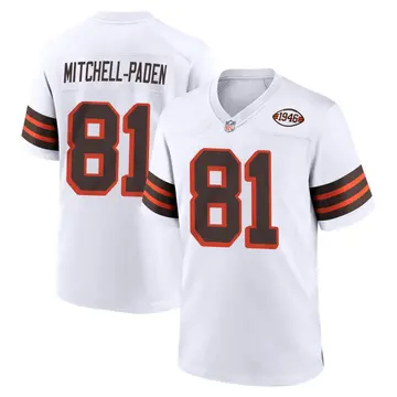 Nike Zaire Mitchell-Paden Men's Game Cleveland Browns White 1946 Collection Alternate Jersey