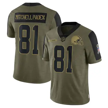 Nike Zaire Mitchell-Paden Men's Limited Cleveland Browns Olive 2021 Salute To Service Jersey